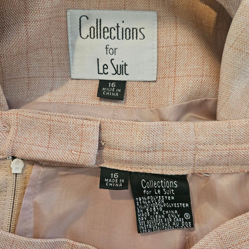 Women's Collections for Le Suit Pink Plaid Skirt Suit, Size 16 - Picture 2 of 8